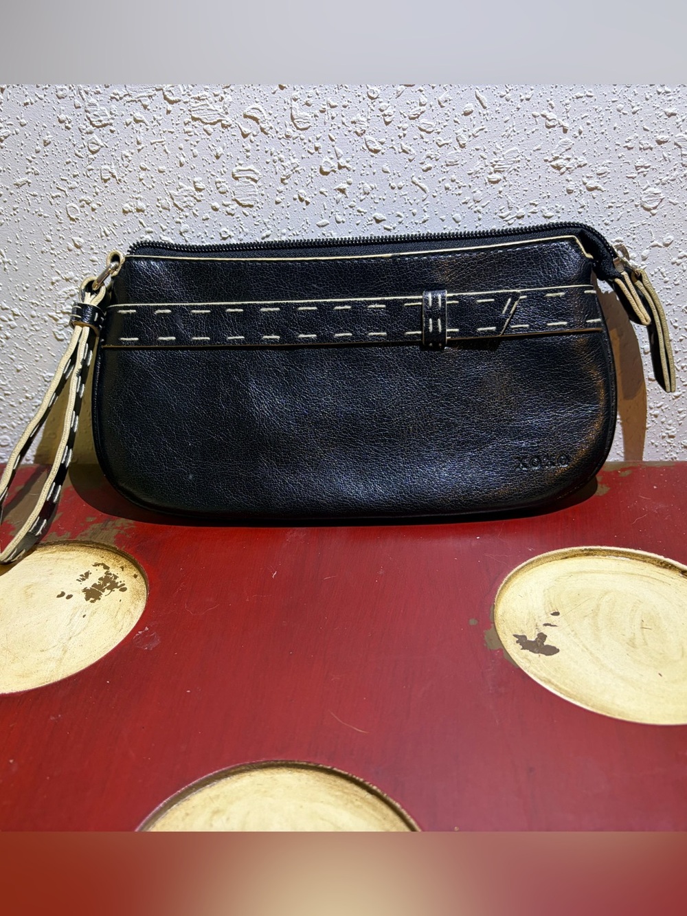 XOXO Brand - Black Wristlet Clutch in Faux  Leather